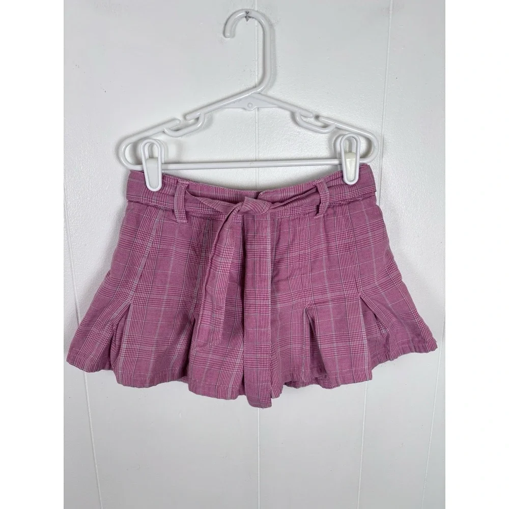VTG Y2K Cherokee Pink Plaid Skirt Skort Shorts Pleated Girls Sz‎ 6-6X Adjustable